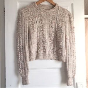 Vintage confetti puff crop sweater